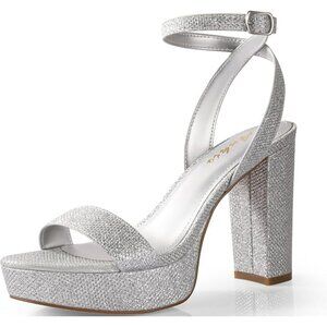 Silver 4" Platform Heel Sandals